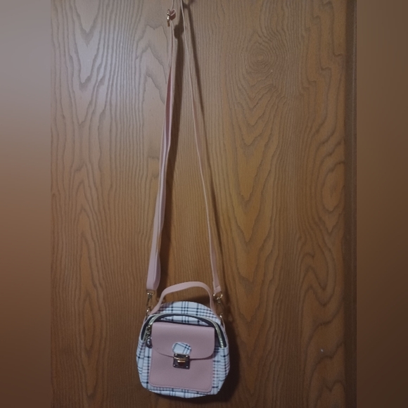 Small plaid PU leather 2-way purse - Picture 3 of 10